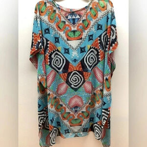 V-Neck Crystal Embellished Sheer Boho Kaftan Dress One Size Fits Most New